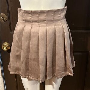 Pleated Tan Mini Skirt